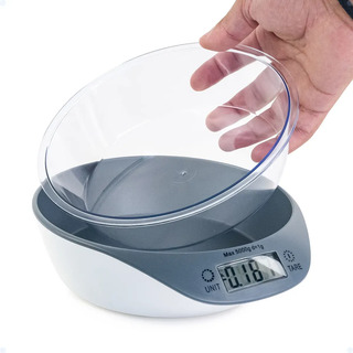 Balança Digital Cozinha Alta Precisão Tigela Alimentos 5kg Branco E Cinza 5 Kg