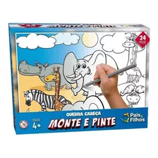 Quebra-cabeça Infantil - Monte E Pinte - Safari - 24 Peças