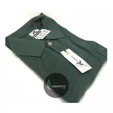 Camiseta Polo Pique Kalanuí Lisa Verde Musgo Com Bolso 