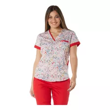 Ambo Spandex- Venecia- Florcitas&rojo- Ambos Rode