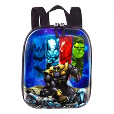 Lancheira Infantil 3d Costas Avengers Marvel Hulk Ferro Thor Cor Azul