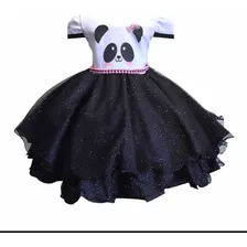 Vestido Panda Infantil Rosa De Festa Aniversário Tema Urso