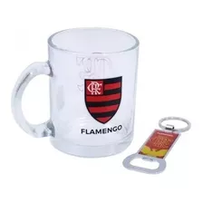 Caneca Flamengo De Vidro Com Abridor De Garrafas Original