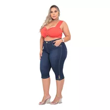 Calça Jeans Capri Feminina Plus Size Com Lycra Do 46 Ao 60