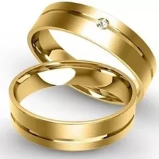 Alianças De Ouro 18k 6mm 6 Gramas Com Brilhante Casamento