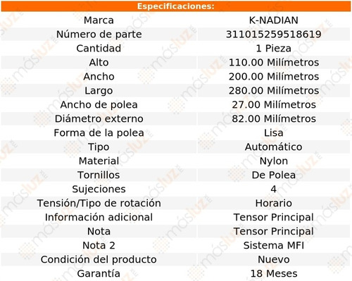 Tensor Accesorios Pontiac Bonneville V6 3.8l 87/90 K-nadian Foto 3