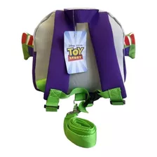 Mochila Infantil Buzz Lightyear Con Correa Toy Story Color Verde Limón Diseño De La Tela Liso