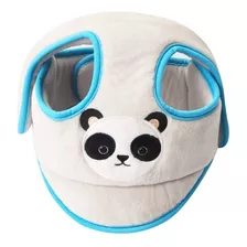 Gorrito Antigolpes Para Bebe Modelo Oso Panda Plomo