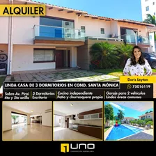 Bonita Casa En Alquiler En Condominio En Zona Oeste