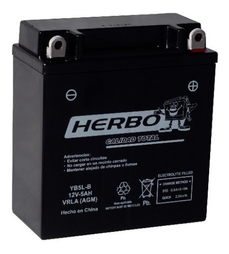 Bateria Motos Herbo Yb5l-b Agm Yamaha Ybr 125cc 01/18