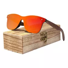 Gafas De Sol Polarizadas Kingseven, Varilla De Madera, Marco Uv400, Color Negro Y Lente De Color Naranja Claro