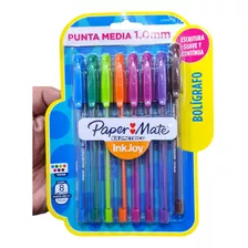 Bolígrafo Paper Mate Kilométrico 100 Blister X 8 Colores