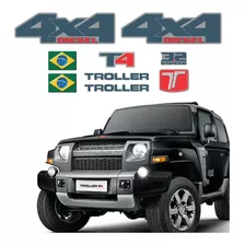 Kit Adesivos Troller T4 3.2 6speed 4x4 Diesel Resinado 2015 2016 2017 2018 2019 Carro Preto Trl035