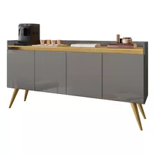 Móveis Primus Buffet Gold 4 Portas Cinza/mel