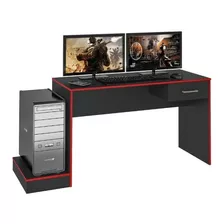 Mesa Gamer Para Quarto Preto Vermelho