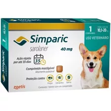 Antipulgas Simparic 40mg Para Cães 10,1 A 20 Kg - 1 Comp.