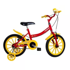 Bicicleta Infantil Aro 16 Masculina V-brakes Monark Cor Vermelho/amarelo