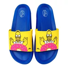 Sandalias Para Hombre Homero Simpson Tipo Slide Azul