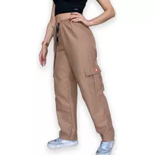 Calça Oversized Cargo Street Wear Feminina Vários Bolsos