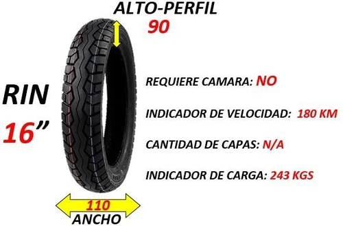 Llanta 110/90-16 Dm-1004 S/c  Marca Duro Mrm C110 Foto 2