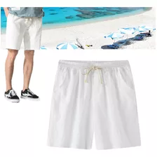 Short Pantalón De Algodón Y Lino Para Hombre, Playa, Yoga