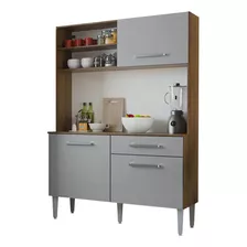 Armário De Cozinha Compacta 120cm Life Madesa Rustic/cinza G20027f9