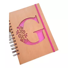 Cuaderno Tapa De Madera - Calado Y Grabado - Personalizado