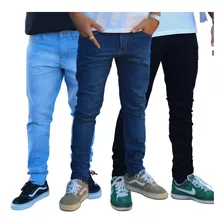 Kit Atacado 3 Calça Top Jeans Masculina Skinny Com Elastano
