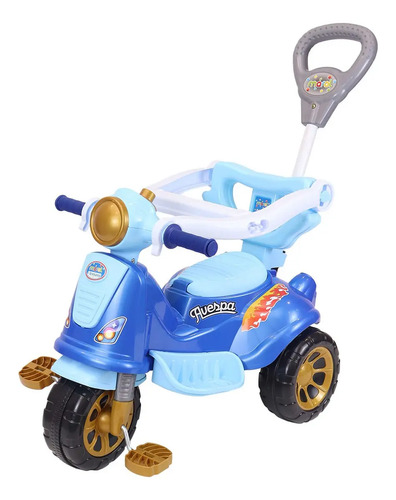 Triciclo Infantil Avespa Wheels Azul Com Empurrador Maral Azul