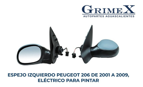 Espejo Peugeot 206 2001-2003-2004-2007-2008-2009 Electrico Foto 2