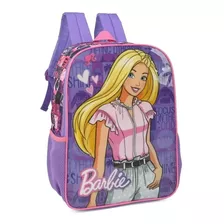 Mochila Escolar Barbie Fashion Violeta Meninas Tam G Costas