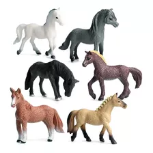 6 Cavalo Miniatura Animal Brinquedo Pvc Haras
