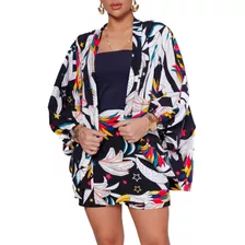 Conjunto Kimono Short Saia Envelope Varias Estampas Verão