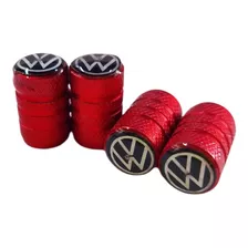 Set 4 Tapas Aire Llanta Volkswagen Aluminio Rojo Universales