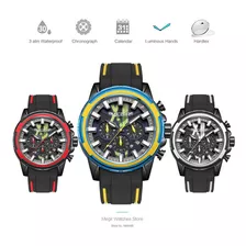 Reloj Megir 2133, Reloj Deportivo Militar Color De La Correa Negro/plateado