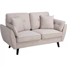 Sofa Moderno Biplaza Para Sala Color Crema Marca Jamfly