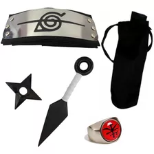 Kit Naruto - Bandana Itachi + Kunai + Porta + Anel Akatsuki