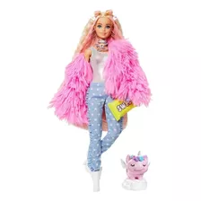 Barbie Extra #3 Boneca Jaqueta Felpuda Rosa Mattel Grn28