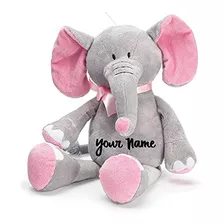 Peluche De Elefante Para Bebé Personalizable Gris Y Rosa