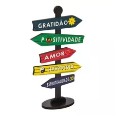 Placa Decorativa Mesa Seta Direção Palavra Motivacional