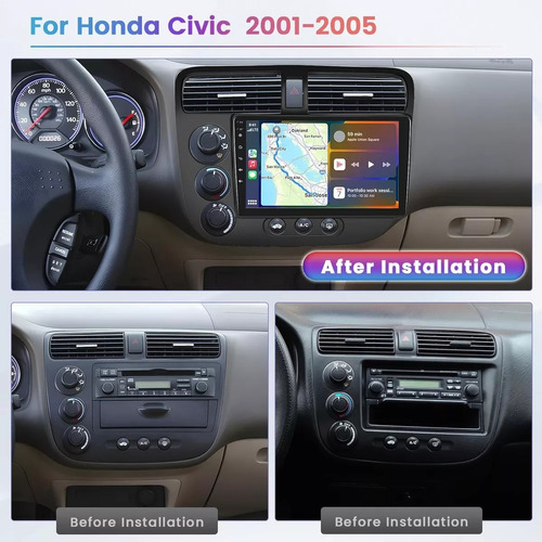  Honda Civic 01-05 Carplay Android Auto Touch Radio Bluetoot Foto 4