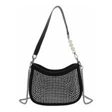 Bolsa Strass Perola Festa Luxo Transversal Brilhante Clutch