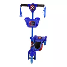 Brinquedo Patinete Infantil Capitão America 3 Rodas Com Luz