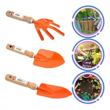 Kit Jardinagem E Horta Conjunto Max 3 Peças Cabo De Madeira