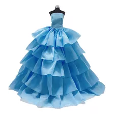 Barbie Azul Encaje Vestido De Capas De Volantes Vestido De .