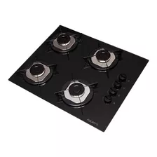 Cooktop Fogatti 4 Bocas V400 Vidro Pto Flange Inox 110/220v Cor Preto 127v/220v