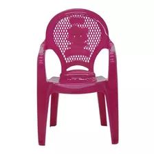 Cadeira Plástica Com Braços Estampa Catty Rosa Tramontina