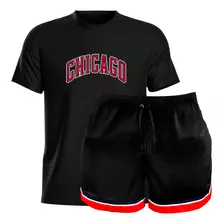 Conjunto Short Basquete E Camiseta Masculina Chicago