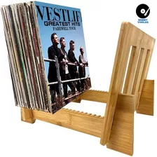 Soporte O Rack De Madera Bambú Para Discos De Vinilo