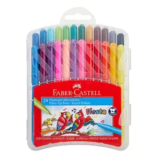 24 Marcadores Finos Fiesta Faber Castell Con Estuche